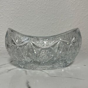 Bohemian/Czech Vintage Hand Cut Queen Lace 24% Lead Crystal Boat Bowl